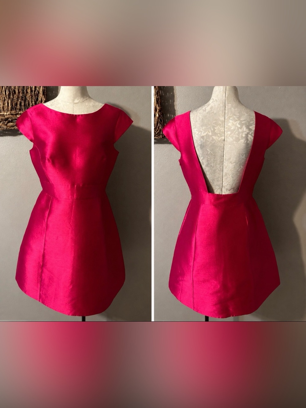 Kate Spade Dress 10 Pink Silk Blend A Line Low Back NWT Full Bloom